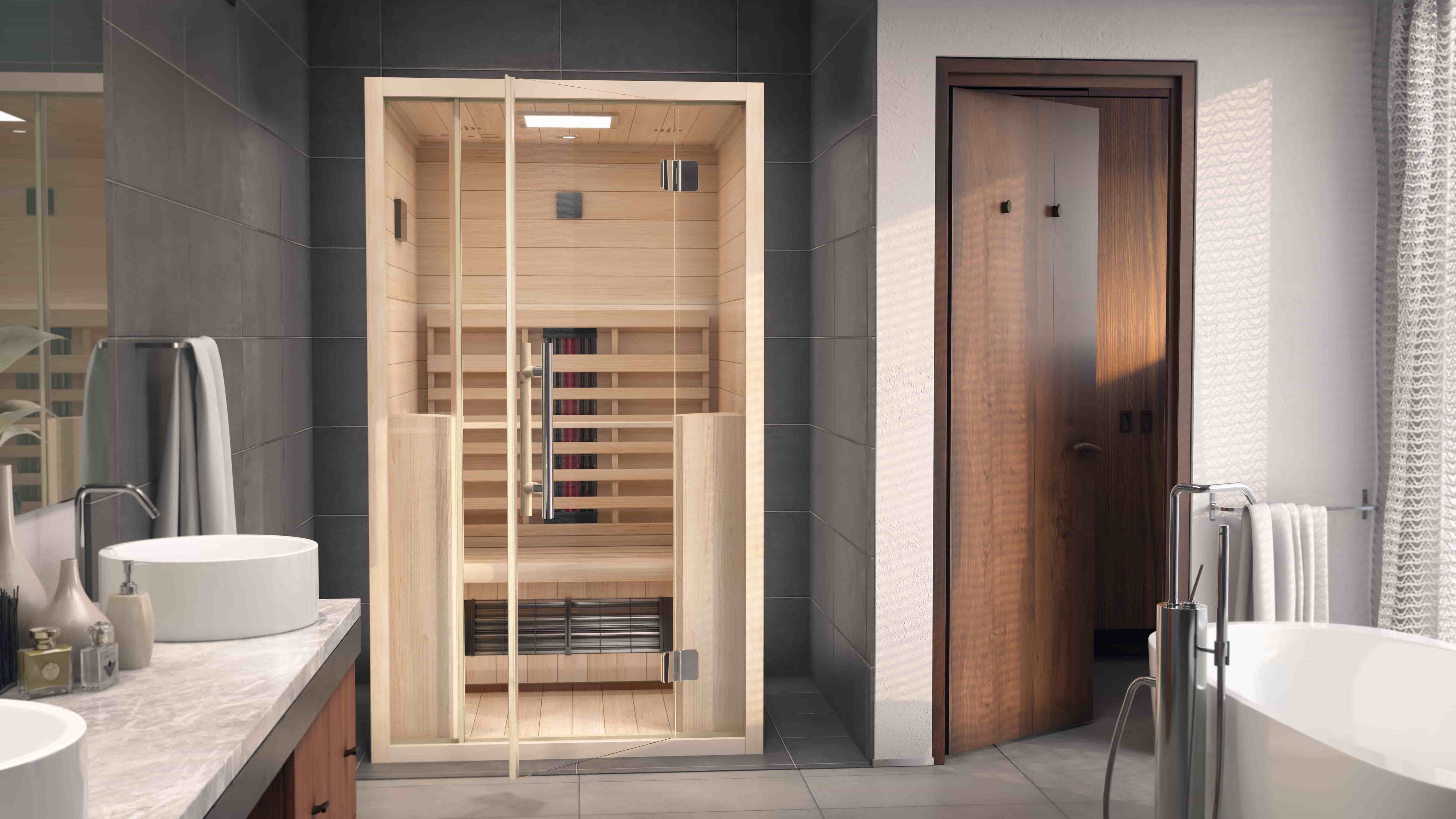 Hochwertige Infrarotkabine eine Person elegantes Badezimmer