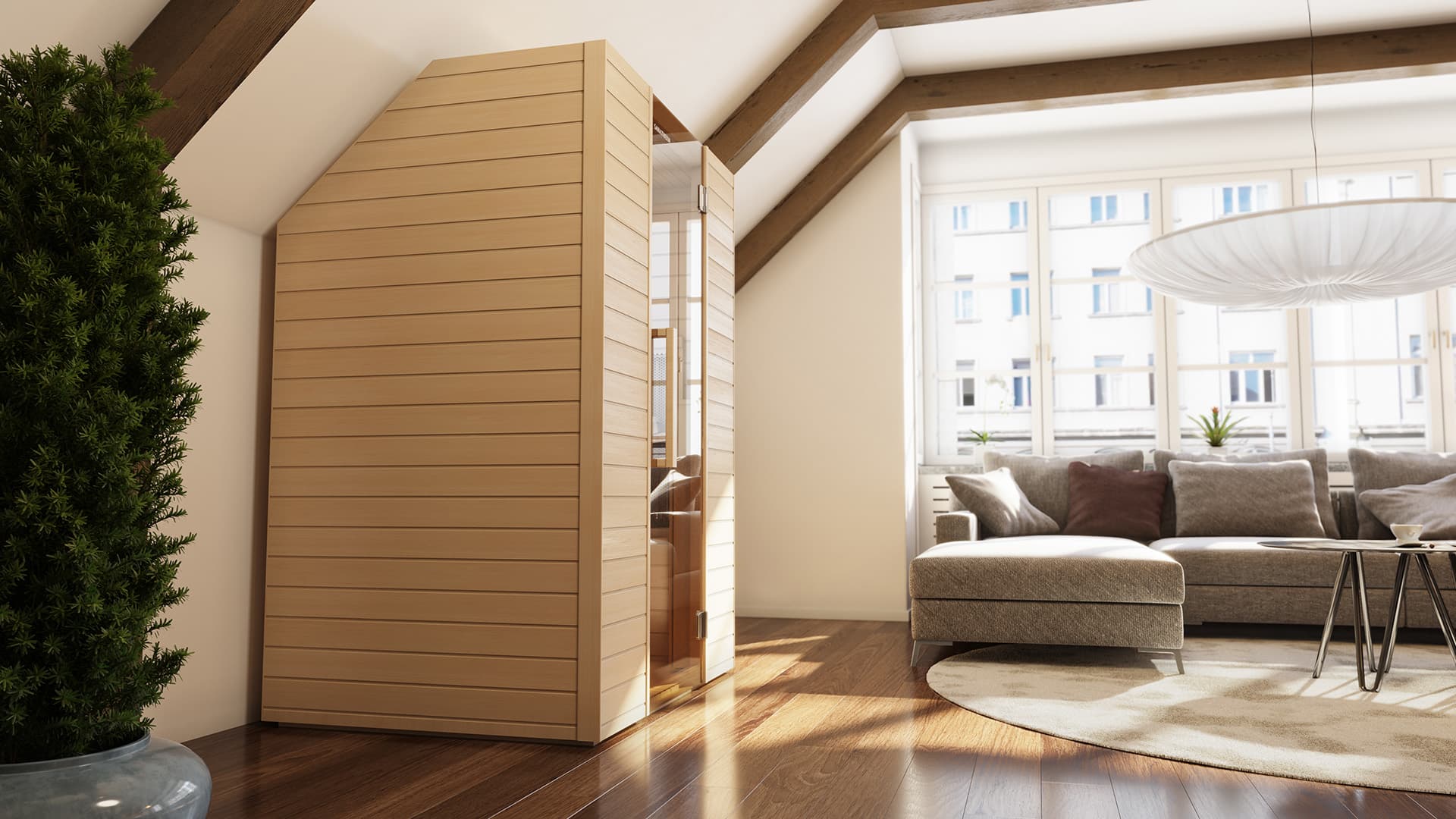 Infrarot Sauna für Zuhause im Dachstudio