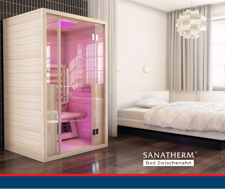 Moderne Wärmekabine im stilvollen Schlafzimmer